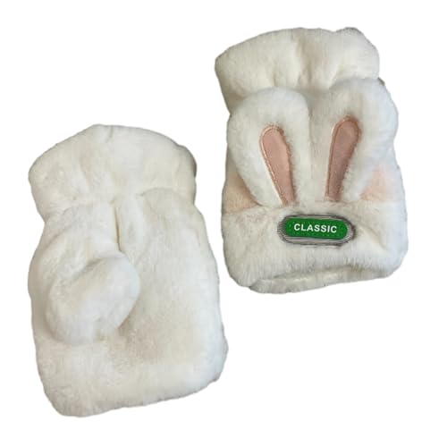 Illkjasfc Winter-Plüsch-Handschuhe für Erwachsene, Voll-/Halbfinger-Handschuhe, dick, Outdoor-Skihandschuhe, schöne Dekor-Handschuhe von Illkjasfc