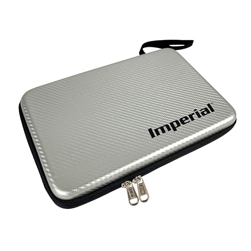 Imperial Hardcase Tischtennis-Schlägerkoffer | Silber | Carbon-Look | Platz für Zwei Schläger & Zubehör | Stoß- und kratzresistent von Imperial