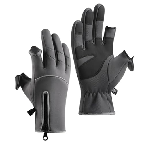 Imtrub Winter-Fahrradhandschuhe – 2-Fingerlose Touchscreen-Snowboard-Handschuhe, rutschfeste Handschuhe für kaltes Wetter, Wandern, Angeln, Jagd, winddichte Laufhandschuhe von Imtrub