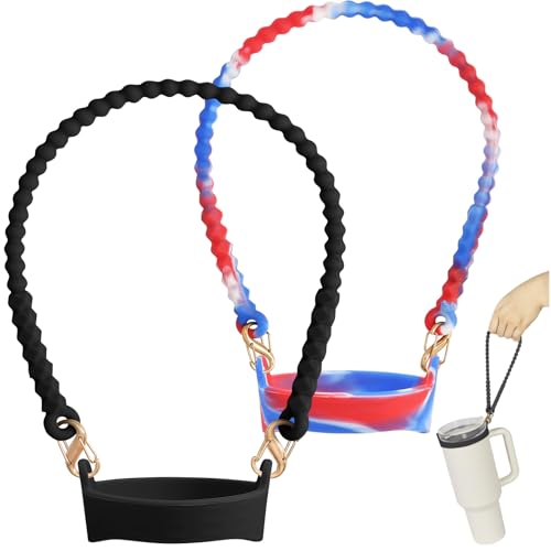 Incycall 2er Pack Wasserflaschenhalter – Weicher Silikon-Flaschenhalter, Tragegurt, Lanyard für 8-40oz Wasserflaschen, kompatibel mit Stanley Cup (Schwarz+Bunt2) Incycall 2er Pack Wasserflaschenhalter – Weicher Silikon-Flaschenhalter, Tragegurt, Lanyard für 8-40oz Wasserflaschen, kompatibel mit Stanley Cup (Schwarz+Bunt2) von Incycall