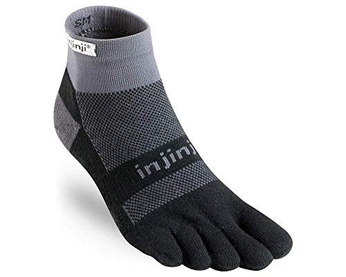 Injinji Herren Run Midweight Mini Crew Zehensocken, Herren, schwarz/grau, Large von Injinji