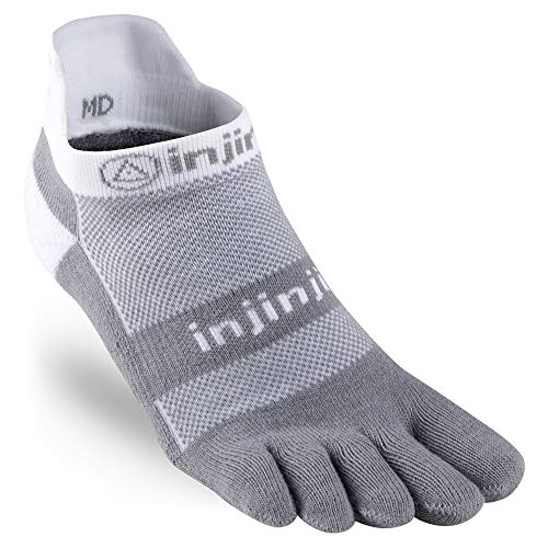 Injinji Herren Run Midweight No Show Toesocks, Herren, Weiß/Grau, Small Injinji Herren Run Midweight No Show Toesocks, Herren, Weiß/Grau, Small von Injinji