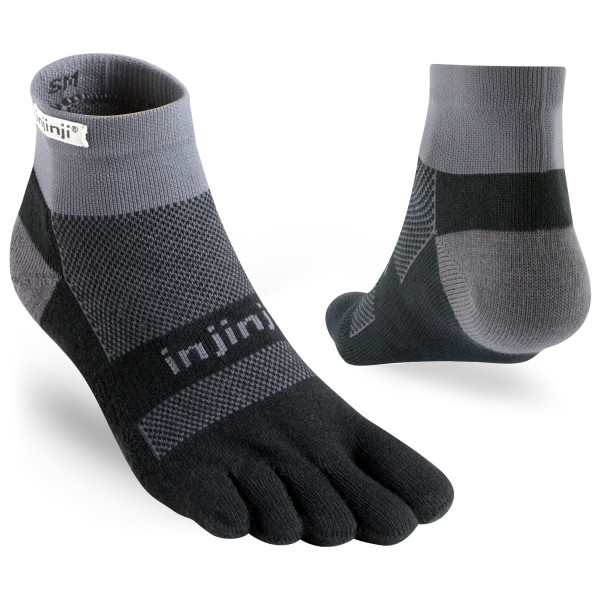 Injinji - Run Midweight Mini-Crew - Laufsocken Gr L grau/schwarz von Injinji