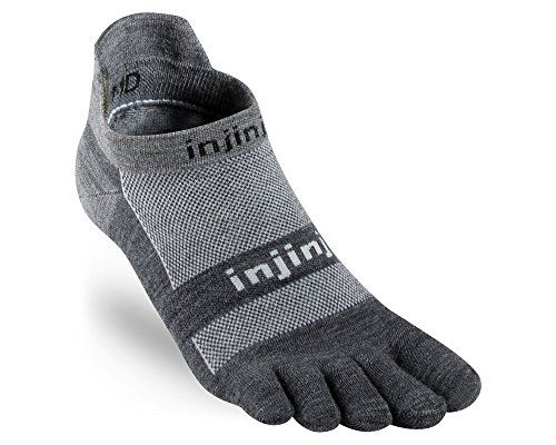 Injinji Herren Run Lightweight No Show Wool Toesocks, Herren, anthrazit, Large von Injinji