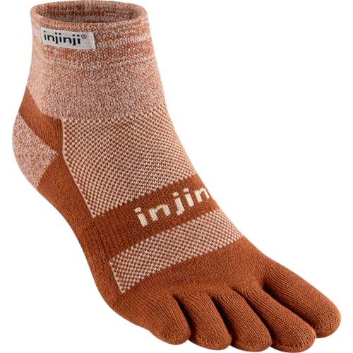 Injinji Trail Midweight Mini-Crew Socken, bark, L Injinji Trail Midweight Mini-Crew Socken, bark, L von Injinji