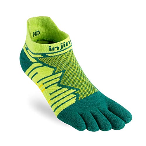 Injinji Ultra Run No-Show Socken grün/gelb Schuhgröße M | EU 40,5-44 2021 Laufsocken von Injinji