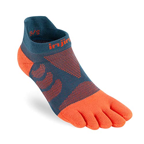 Injinji Ultra Run No-Show Socken Damen Petrol/orange Schuhgröße M-L | EU 40,5-44,5+ 2021 Laufsocken von Injinji