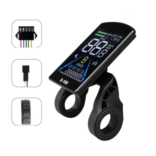 Inkoby Elektrofahrrad-Display S-100 LCD-Displaysteuerung 24 V - 72 V Geschwindigkeitsmesser 5-Poliger Tachometer SM-Anschluss von Inkoby