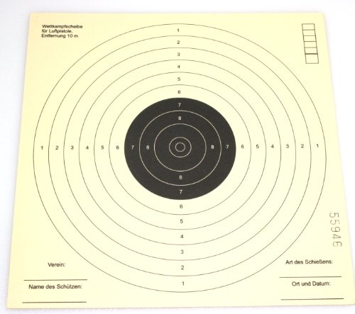Zielscheiben 17x17 10 Ringe 50 Stück für Kugelfang / Luftpistolenscheiben ISSF Zertifiziert von InnoMar