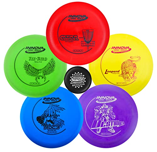 Innova Disc Golf Starter-Set - Farben können variieren, 160-180g - DX Putter, Mid-Range, Driver, Voliere, Roc3, Leopard, Teebird, Destroyer, Stars Mini Innova Disc Golf Starter-Set - Farben können variieren, 160-180g - DX Putter, Mid-Range, Driver, Voliere, Roc3, Leopard, Teebird, Destroyer, Stars Mini von Innova