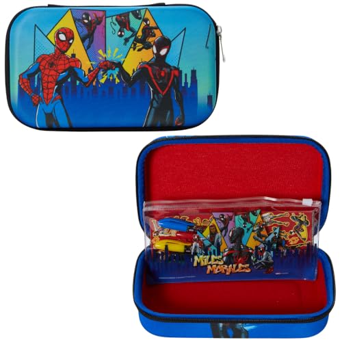 Innovative Designs Marvel Avengers Spiderman Miles Morales Federmäppchen-Set mit Aufklebern und Gelstiften für Kinder, geformt mit Reißverschluss, blau von Innovative Designs
