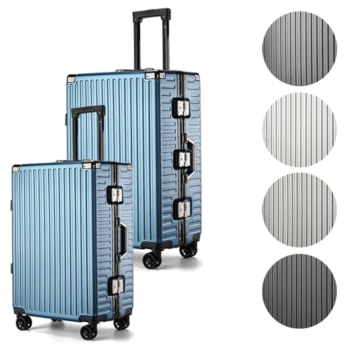 Int'x LK01 Koffer 2er Pack (M,XL) Reisekoffer Hartschalenkoffer Reise Trolley Bag ABS mit Aluminiumrahmen Blue von Int'x