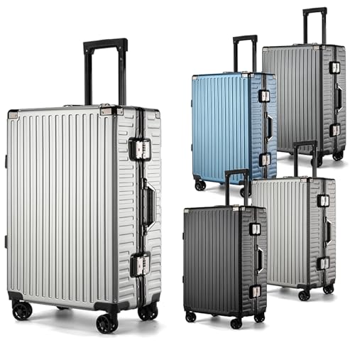 Int'x Hartschalenkoffer mit Aluminiumrahmen Trolley Reisekoffer Größe L Koffer Leicht mit 4 Rollen Rollkoffer Hartschale TSA Schloss Reisetrolley 3er Reisegepäck Groß Luggage M-L-XL-3er Set Hellgrau von Int'x