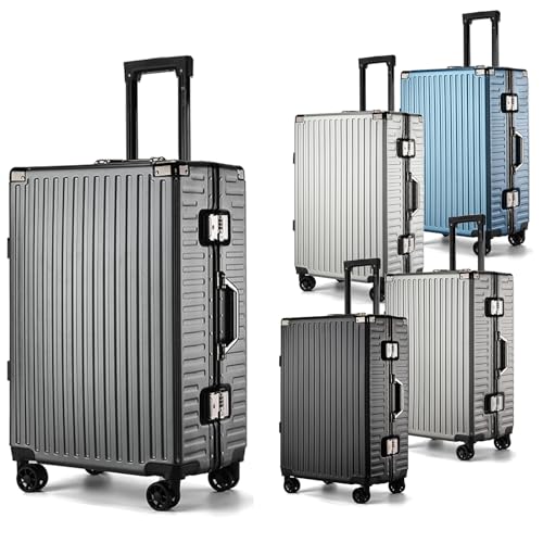 Int'x Hartschalenkoffer mit Aluminiumrahmen Handgepäck Trolley Reisekoffer Größe M Koffer Klein Leicht mit 4 Rollen Rollkoffer Hartschale TSA Schloss Reisetrolley Kabinenkoffer M-L-XL-3er Set dkl Grau von Int'x