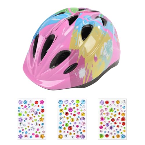 Fahrradhelm Kinder mit DIY-Aufklebern,Verstellbarer Kinderhelm Skateboardhelme für Kinder Multisport-Kinderhelme zum Radfahren Skaterhelm Reithelm Kletterhelm für Fahrrad,Skateboard, (Lila) von InteDesign