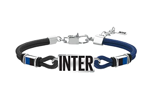 F.C. Internazionale Armband Kordel, Herren, Schwarz Blau Stahl, Taglia Unica, Edelstahl, Kein Edelstein. von Inter