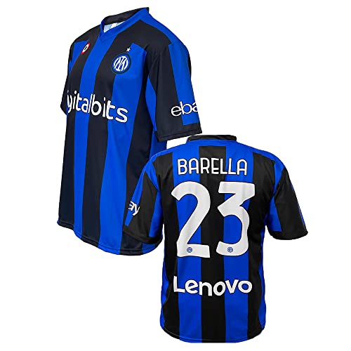 Inter - Personalisiertes Home Trikot mit Name und Nummer von Lautaro/Bahre mit Patch Ebay 2023 Offizielles Replikat, Blau, Schwarz, 100% Polyester, Erwachsene und Kinder von Inter