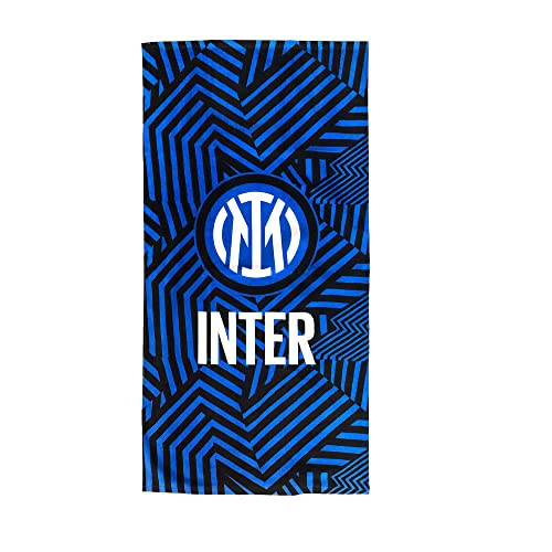 Inter Strandtuch aus Frottee, 70 x 140 cm, Logo, 100% Baumwolle, offizielles Produkt, schwarz-Blaue Grafik von Inter