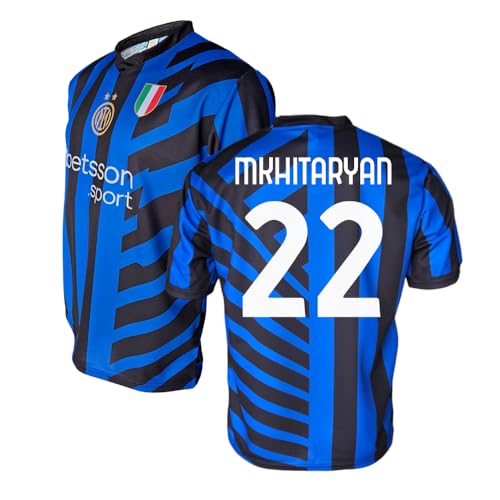 Inter - Heimtrikot 2024/2025, Personalisiert, Offiziell, Made in Italy, Blau-Schwarz, 100% Polyester, S, V-Ausschnitt, Kurzarm, Unisex, Fuball, Italienischer Fuball, Klein, Regular von Inter