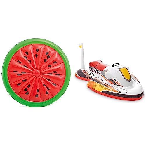 Intex 56283EU - Wassermelonenförmige aufblasbare Matratze 183 x 25 cm & Wave Rider Ride-On von Intex