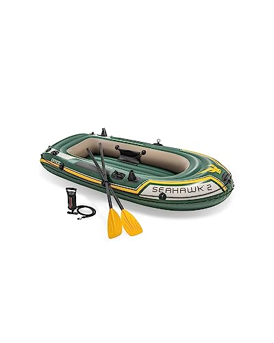 Intex Schlauchboot Seahawk 2 Set Phthalates Free inklusiv 2 Paddel und Luftpumpe, Mehrfarbig, 236 x 114 x 41 cm, 68347 von Intex