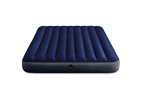 Intex 12-68765 Luftbett Classic Downy Queen Set, 2-in-1 Ventil inklusive 2 Kissen, 1 Luftpumpe, 152 x 203 x 22 cm (L x B x H), blau von Intex