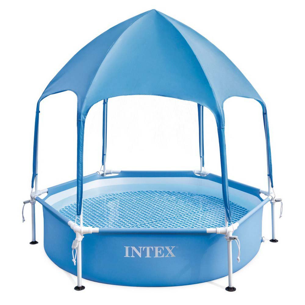 Intex Ø183cm Round Steel Frame Above Ground Pool With Canopy Blau 700 Liters von Intex
