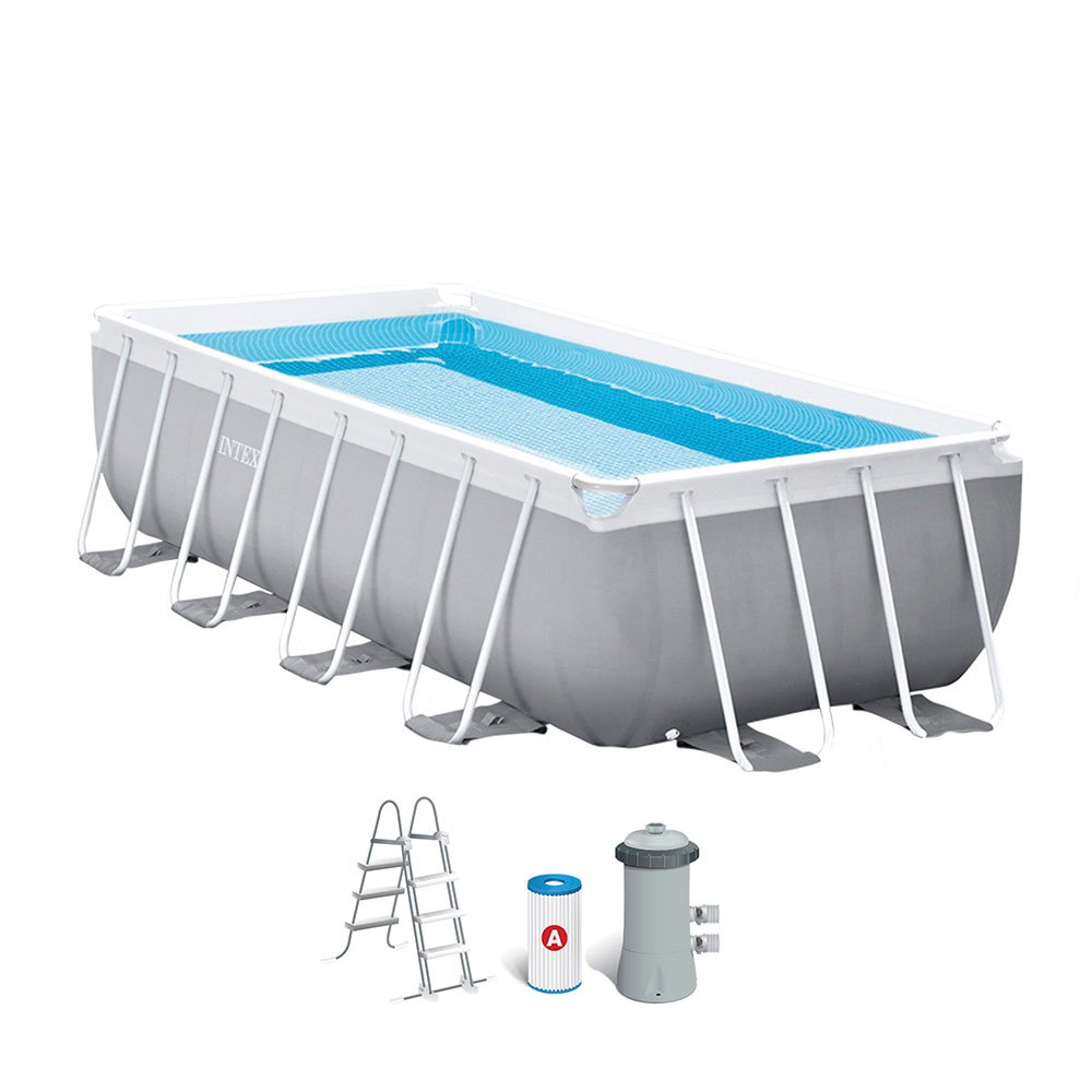 Intex Prisma Frame Rectangular Above Ground With Filter Pool Weiß 400 x 200 x 100 cm von Intex