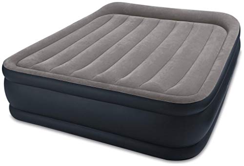 Intex Queen Deluxe Pillow Rest Airbed - Fiber-tech, Grau/Blau, Aufblasbar, 152 x 203 x 42 cm, Queen, 6.38 kg, 273 kg Kapazität, Mittelfest, 2 Jahre Garantie von Intex