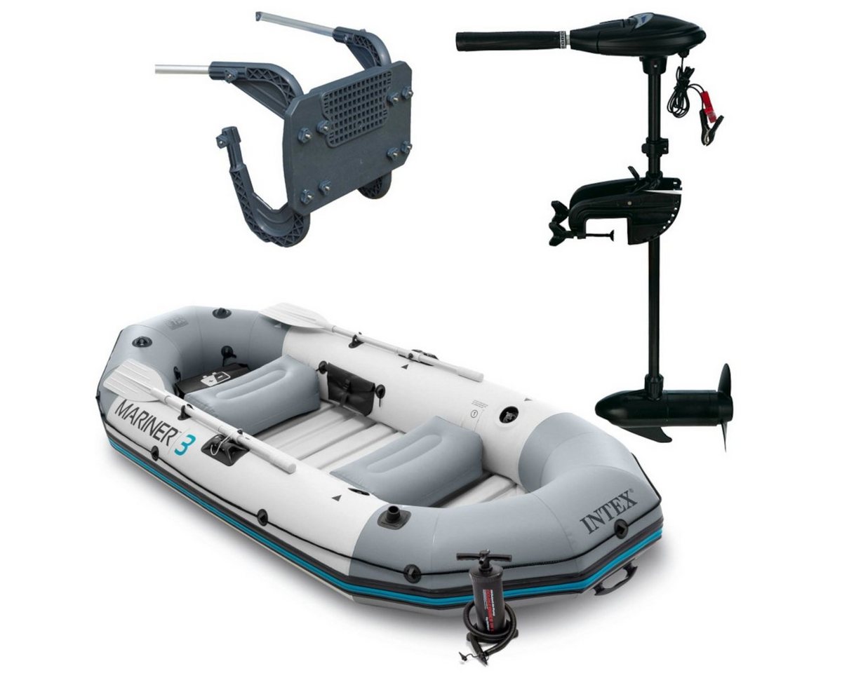 Intex Schlauchboot Schlauchboot Mariner 3 SET inkl. Außenbordmotor + Befestigung von Intex