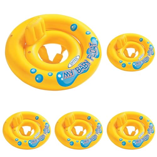 Intex Schwimmhilfe - My Baby Float - Schwimmring mit Sitz - Ø 70 cm, Gelb, für 6-12 Monate (Packung mit 5) von Intex