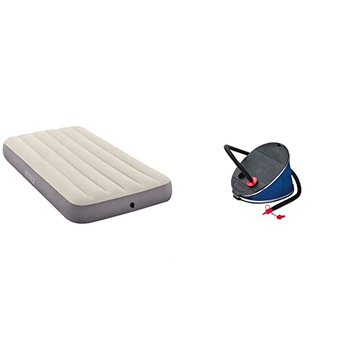 Intex Twin Dura-Beam Series Single High Luftbett, Taupe/Grey, 99 x 191 x 25 cm & 68610E Giant Bellows Fußpumpe - Luftpumpe - 30 cm - Mit 3 Düsenaufsätze Intex Twin Dura-Beam Series Single High Luftbett, Taupe/Grey, 99 x 191 x 25 cm & 68610E Giant Bellows Fußpumpe - Luftpumpe - 30 cm - Mit 3 Düsenaufsätze von Intex