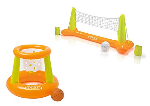 Intex Wasserspiel Floating Hoops, Mehrfarbig, 67 x 55 cm (Floating Hoops - Spiel + Pool Volleyball Spiel!) von Intex