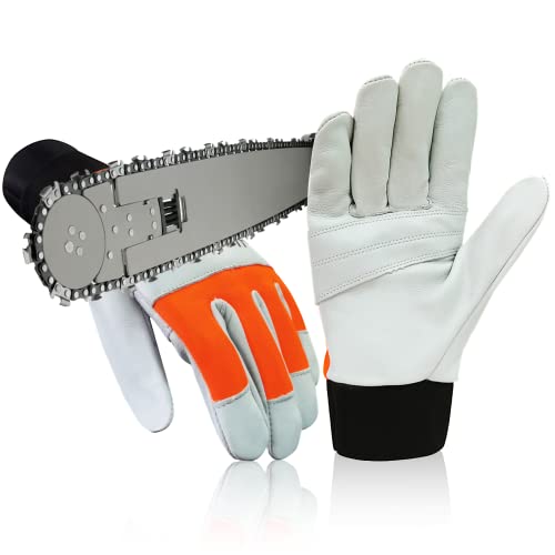 Intra-FIT Kettensägen-Schutzhandschuhe EN ISO 11393-4 aus Leder mit Handschutz, Forst-Schnittschutzhandschuhe für Motorsäge (Linkshandschutz, XL) von Intra-FIT