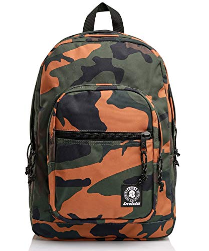 Invicta Rucksack aus nachhaltigem Stoff, Backpack mit Trinkflaschenfach, Laptopfach, Extra Platz - 38 LT - Unisex, für Schule, Sport und Freizeit, italienisches Design, grün/orange, JELEK FANTASY Invicta Rucksack aus nachhaltigem Stoff, Backpack mit Trinkflaschenfach, Laptopfach, Extra Platz - 38 LT - Unisex, für Schule, Sport und Freizeit, italienisches Design, grün/orange, JELEK FANTASY von Invicta