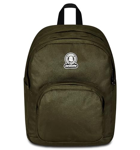 Invicta Benin M Solid Doppel-Rucksack, Militärgrün, mit ausgestatteter Innentasche, Seitentaschen für Trinkflasche und Laptop-Fach, Schule & Reisen, Jungen, grün, Taglia unica, schulisch von Invicta