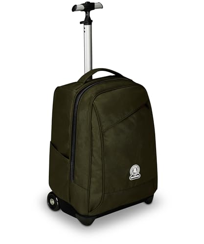 Invicta Benin Solid Schultrolley, Militärgrün, 2 in 1, mit Schultergurten, als Rucksack, Trinkflaschentasche und Laptophalter, für Schule & Reisen, Jungen, grün, Taglia unica, schulisch von Invicta