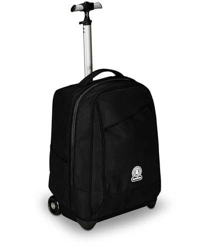 Invicta Benin Solid Schultrolley, Schwarz, 2 in 1, mit Schultergurten, als Rucksack, Trinkflaschentasche und Laptophalter, für Schule & Reisen, Jungen, Schwarz, Taglia unica, schulisch von Invicta