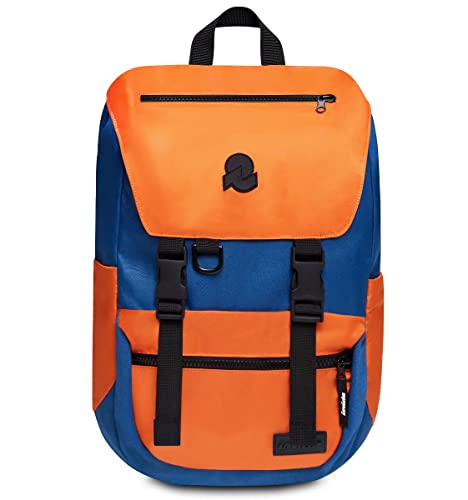 Invicta Rucksack, JOLLY X Umweltfreundlicher Tagesrucksack, Für Büro, Ausflüge & Pendeln, Für Uni, Sport, Freizeit, mit seitlichen Taschen & 15,6'' Laptopfach, italienisches Design, blau/orange von Invicta