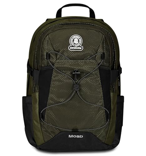 Invicta Moab Solid Schulrucksack, Grün, Doppel-Rucksack mit Hüftgurt und Brustgurt, PC-Tasche, Trinkflaschentasche und Organizer-Tasche, Reiserucksack, grün, Taglia unica, schulisch von Invicta