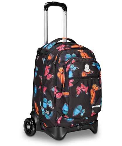Invicta Plug Fantasy Schultrolley, Schwarz, Mehrzweck, Doppel-Rucksack mit abnehmbarem Wagen, PC-Tasche, Trinkflasche und Tasche mit Organizer, mittelgroße Trolley, Reisen, Mädchen, Schwarz, Taglia Invicta Plug Fantasy Schultrolley, Schwarz, Mehrzweck, Doppel-Rucksack mit abnehmbarem Wagen, PC-Tasche, Trinkflasche und Tasche mit Organizer, mittelgroße Trolley, Reisen, Mädchen, Schwarz, Taglia von Invicta