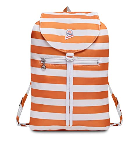 Invicta Tagesrucksack Rucksack für Reisen Outdoor - Daypack für Damen, Herren, mit Hüftgurt - faltbar 8 LT - Ultra leicht, Handgepäck mit Reißverschluss, gestreift zweifarbig organge/weiß Minisac Invicta Tagesrucksack Rucksack für Reisen Outdoor - Daypack für Damen, Herren, mit Hüftgurt - faltbar 8 LT - Ultra leicht, Handgepäck mit Reißverschluss, gestreift zweifarbig organge/weiß Minisac von Invicta