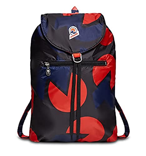 Invicta Tagesrucksack, Backpack für Reise Ausflüge & Freizeit; für Damen & Herren, mit Hüftgurt & faltbar - blau/rot, zweifarbiges Muster, 8 LT, Extra leicht, MINISAC NEXT VINTAGE von Invicta