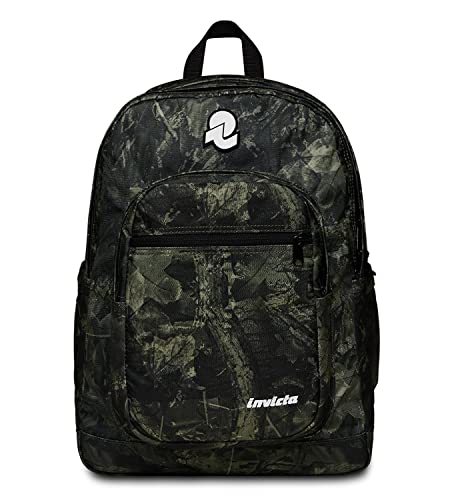 Invicta JELEK FANTASY Schulrucksack, Militärgrün – Doppelter Rucksack – PC-Tasche, Trinkflaschenhalter, Innenorganizer – Schulrucksack für Jungen, Freizeitrucksack – Eco Material, militär-grün, 32 x von Invicta