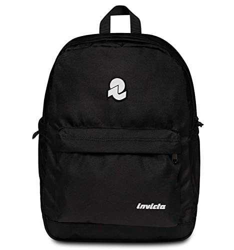 Invicta Schulrucksack LAB, Schwarz – Rucksack mit zwei Fächern – Organizer-Tasche, PC-Tasche, Seitentaschen für Trinkflasche – Eco Material, Schwarz, 30,5 x 39 x 21,5 cm, schule von Invicta