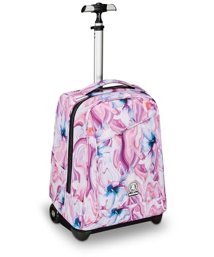 Invicta Schultrolley Benin Fantasy, Rosa und Violett, 2 in 1, mit Schultergurten, als Rucksack, Trinkflaschentasche und Laptophalter, für Schule & Reisen, Jungen, Rosa, Taglia unica, schulisch von Invicta