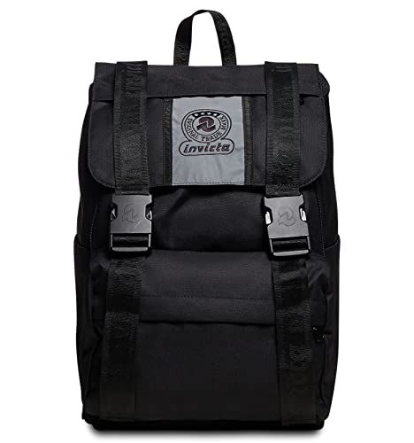Invicta SQUARE Backpack für Schule, Uni & Freizeit, Erweiterbarer Schulranzen,Schwarz,Einheitsgröße von Invicta