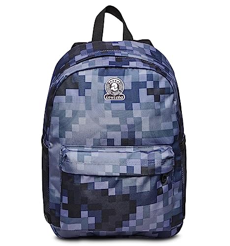 Zaino Scuola INVICTA – OLLIE PIXEL CAMO BLUE – Zaino Mono Scomparto, Blu – Tasca Porta PC, Bag Porta Borraccia – Zaino Viaggio, Zaino Università & Tempo Libero – Tessuto 100 % Eco GRS von Invicta