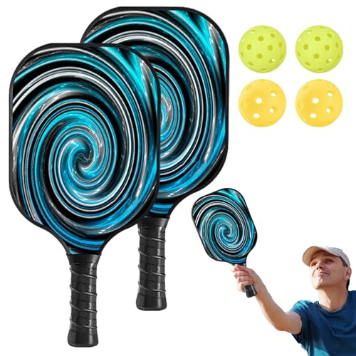 2er Pack Ball Paddles | Carbon Fiber Rackets with 4 Balls | Lightweight and Comfortable Grip Paddles with Carrying Bag | Ideal for Family Fun and Outdoor Sports von Iouyjiu