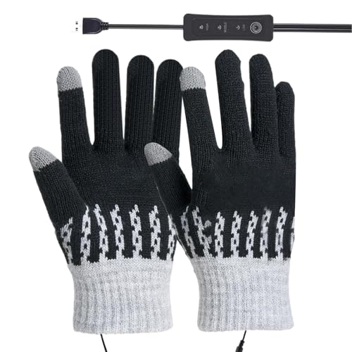 Iouyjiu Wärmende Handschuhe für Winter | USB wiederaufladbar Hand Warmer | 3 verstellbare Heat Levels, abnehmbare Heated Snowboard-Handschuhe für Wandern, Radfahren, Fahren und kaltes Wetter von Iouyjiu